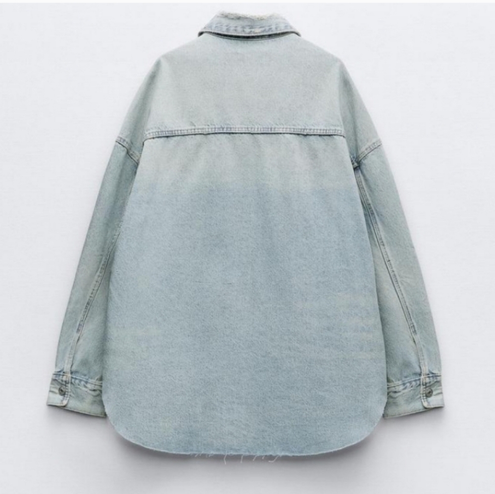 RIPPED TRF DENIM OVERSHIRT SIZE XS - Picture 2 of 5